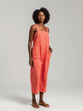 Coral Linen Pinafore Dress