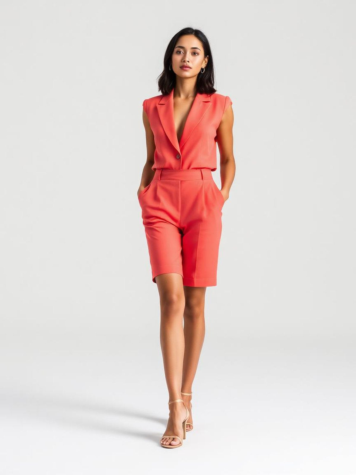 Coral Tailored Bermuda Shorts