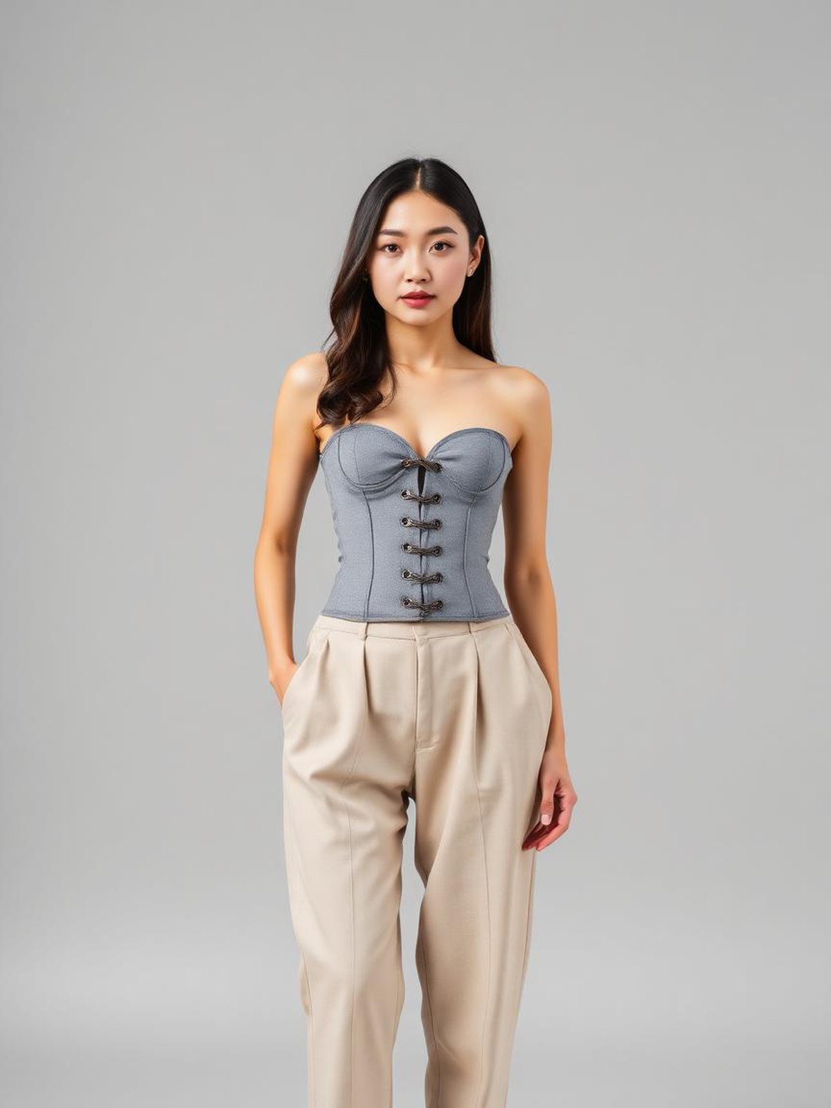 Corset-Style Top — Grey