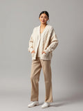Cream Chunky Cable Cardigan — Cream