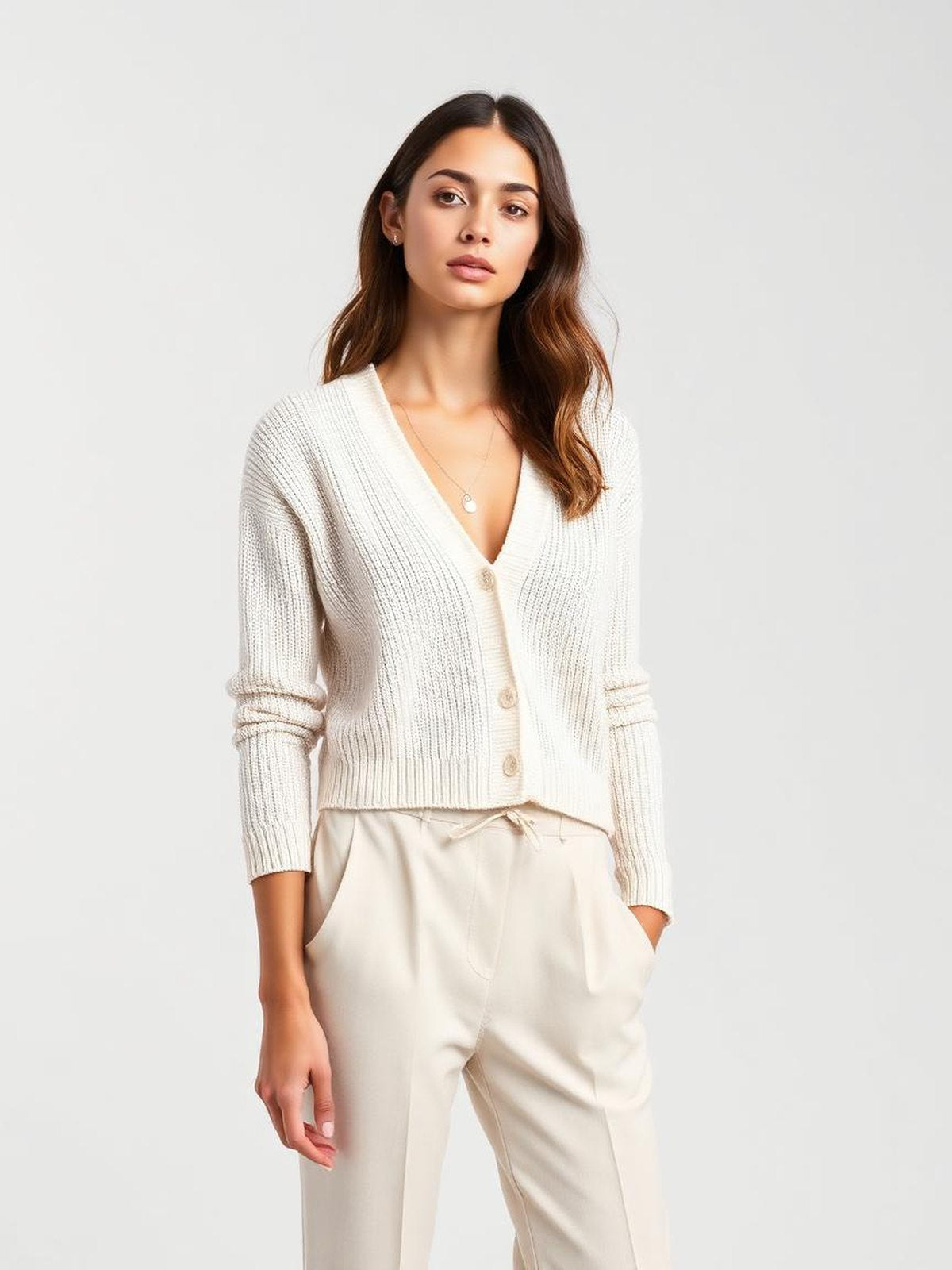 Cream Cropped Cardigan