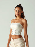Cream Cropped Corset Top