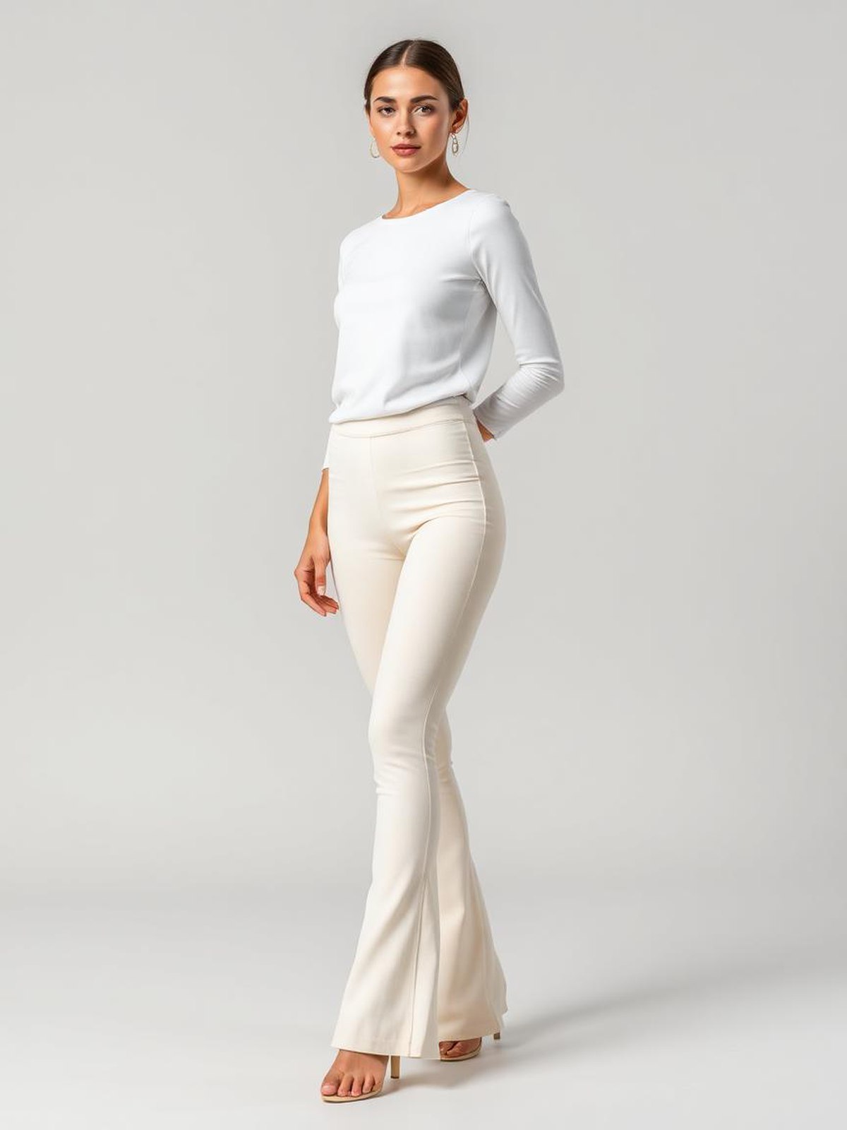 Cream Flared Leggings — Cream