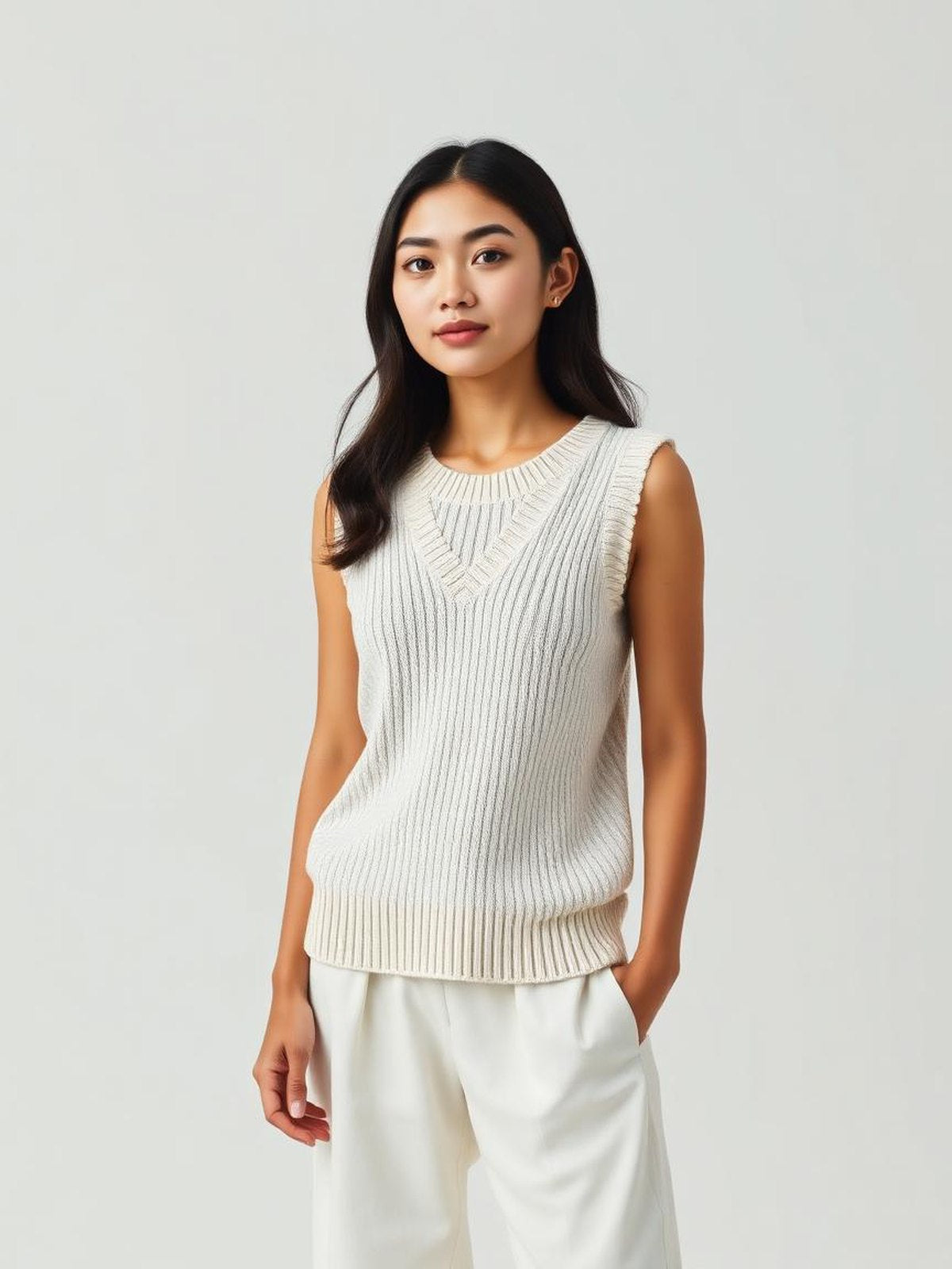 Cream Knit Vest