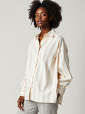 Cream Oversized Striped Shirt