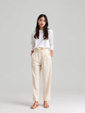 Cream Paperbag Waist Trousers — Cream