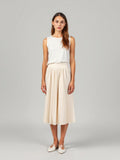 Cream Pleated Midi Skirt — Cream