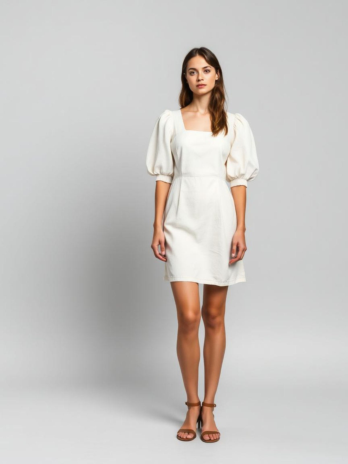 Cream Puff Sleeve Mini Dress