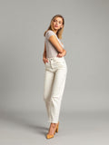 Cream Straight Leg Jeans