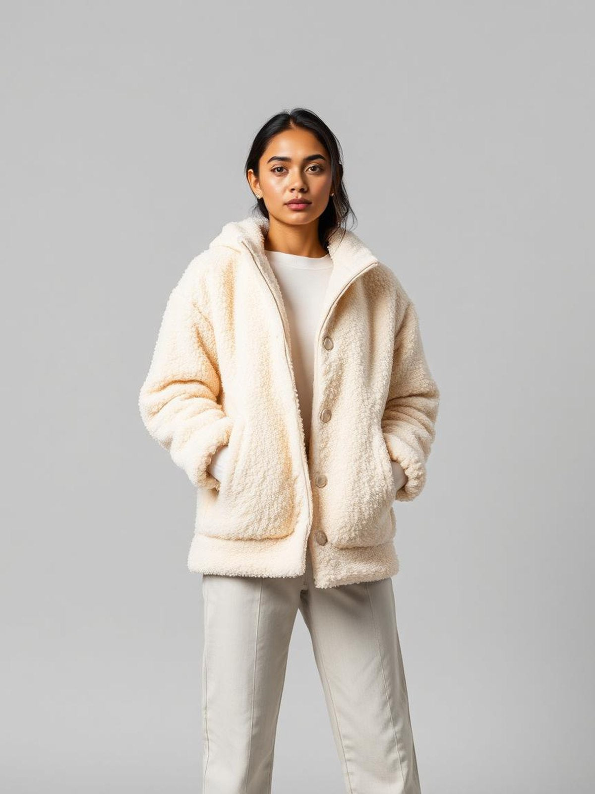 Cream Teddy Fleece Jacket