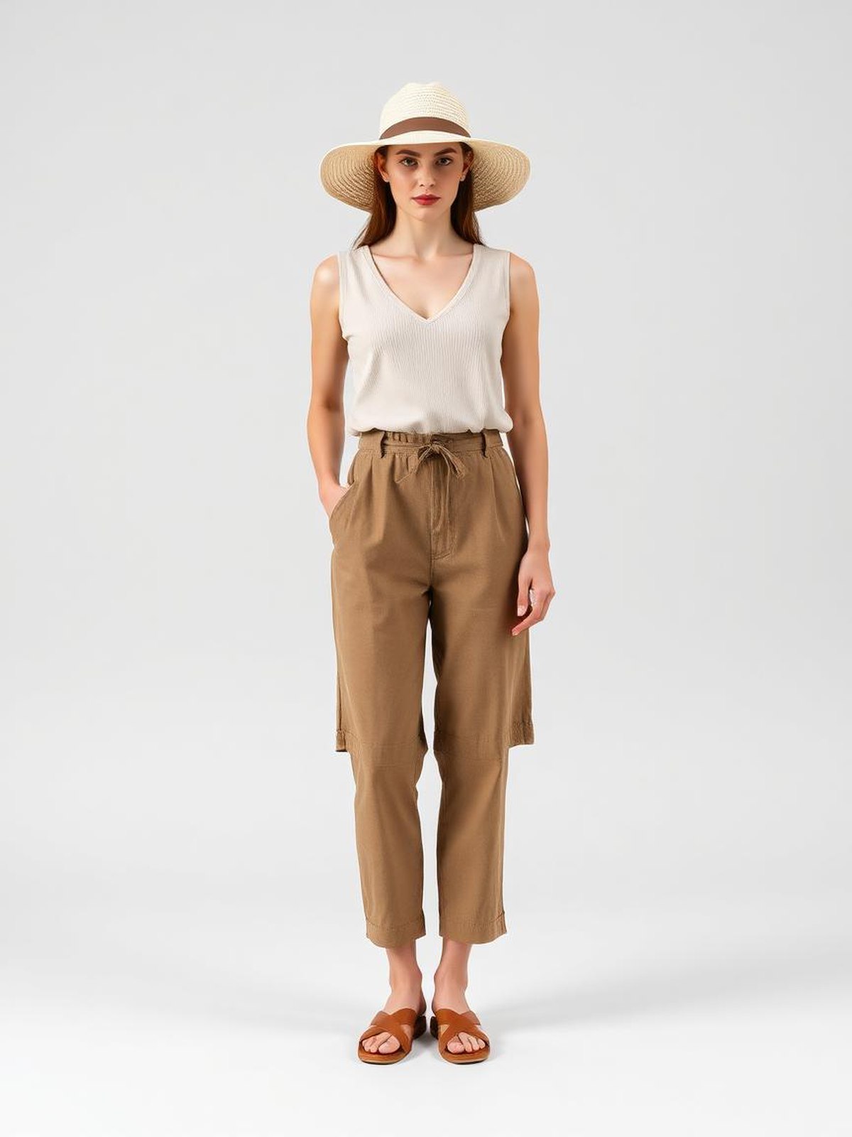 Cream Wide Brim Straw Hat — Cream