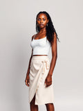 Cream Wrap Midi Skirt — Cream