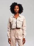 Cropped Denim Jacket — White