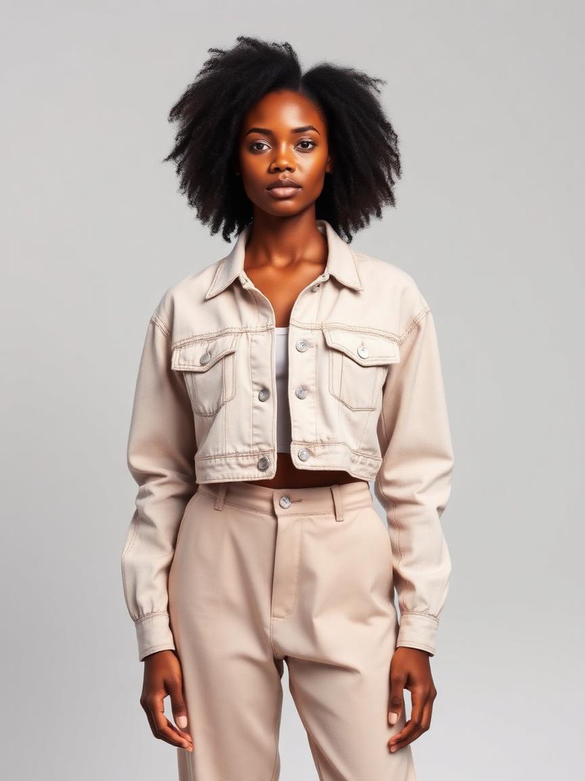 Cropped Denim Jacket — White