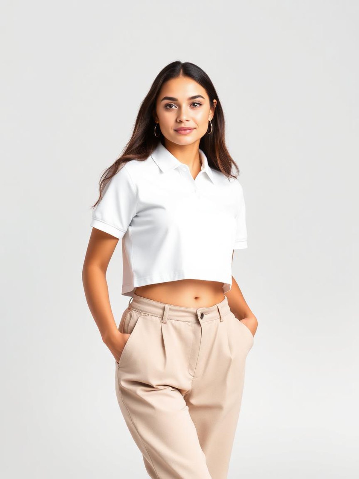 Cropped Polo Shirt — White