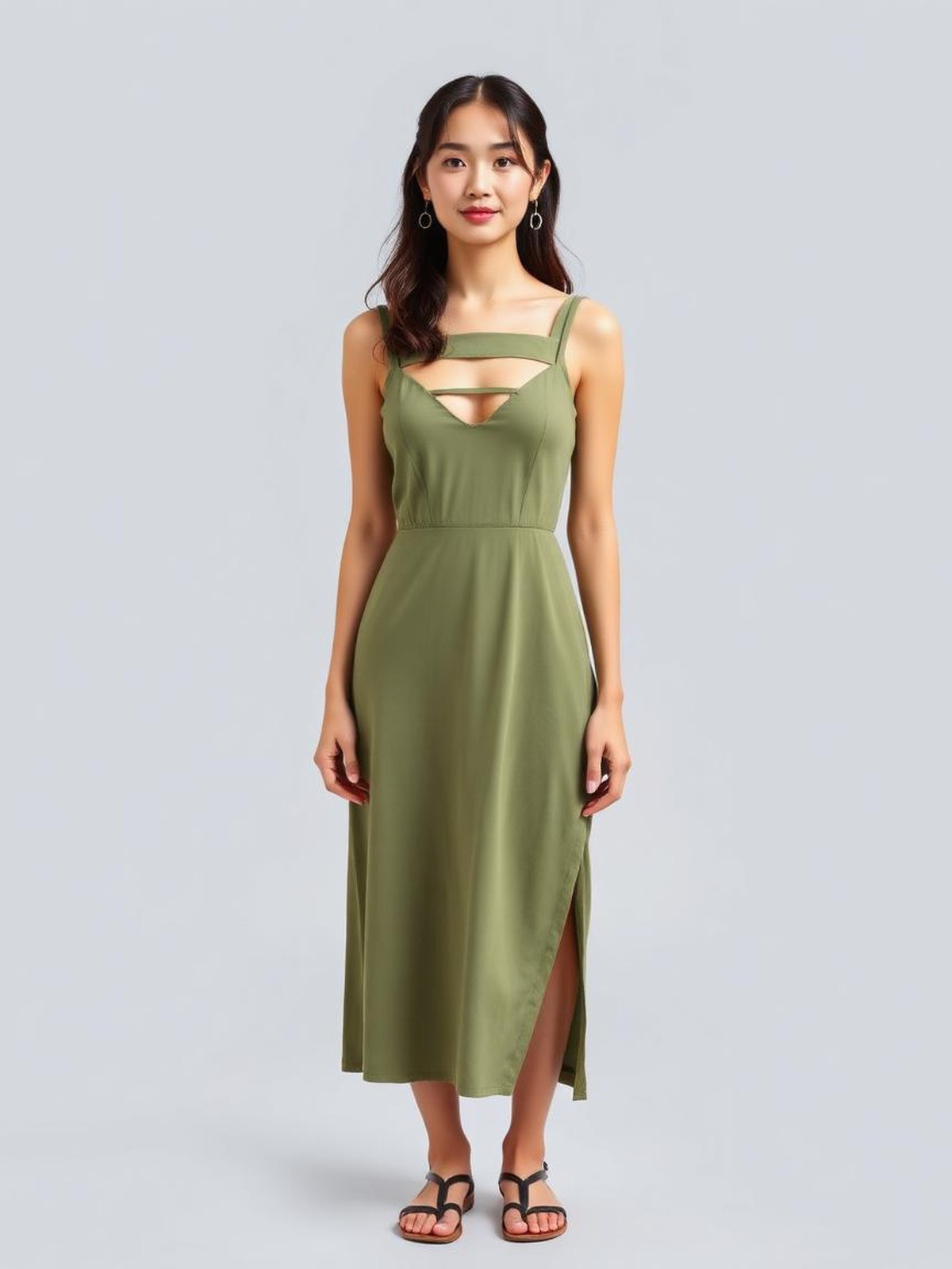 Cut-Out Detail Dress — Green