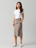 Denim A-Line Skirt — Taupe