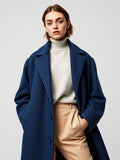 Denim Blue Longline Wool Coat
