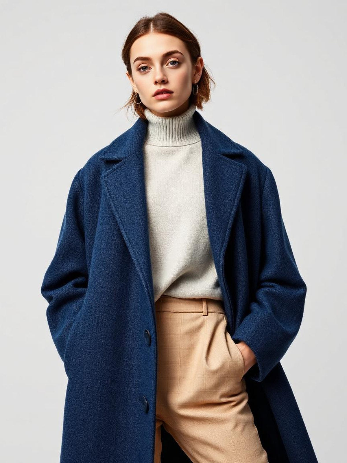 Denim Blue Longline Wool Coat