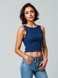 Denim Blue Ribbed Tank Top