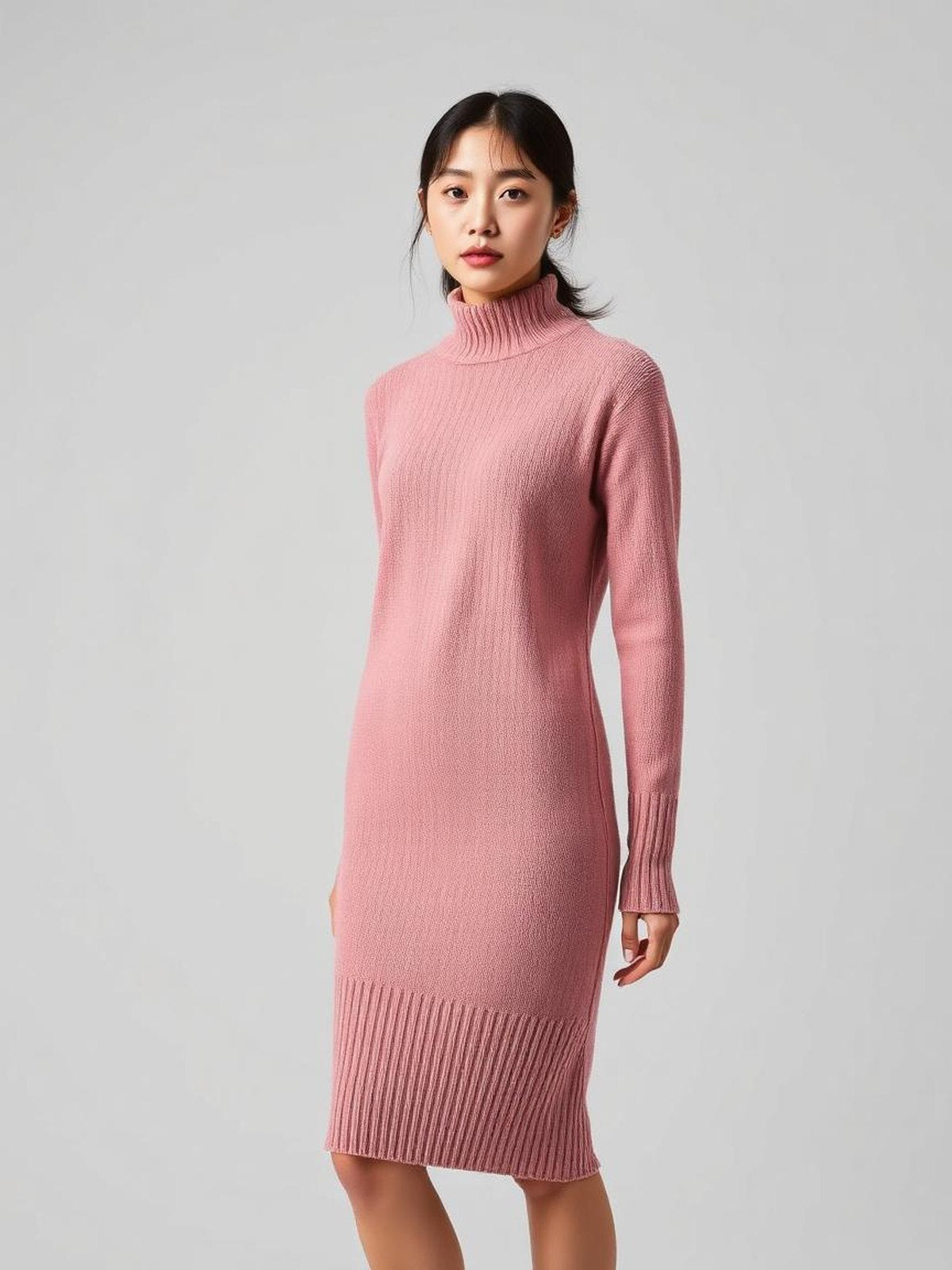 Dusty Pink Knitted Sweater Dress