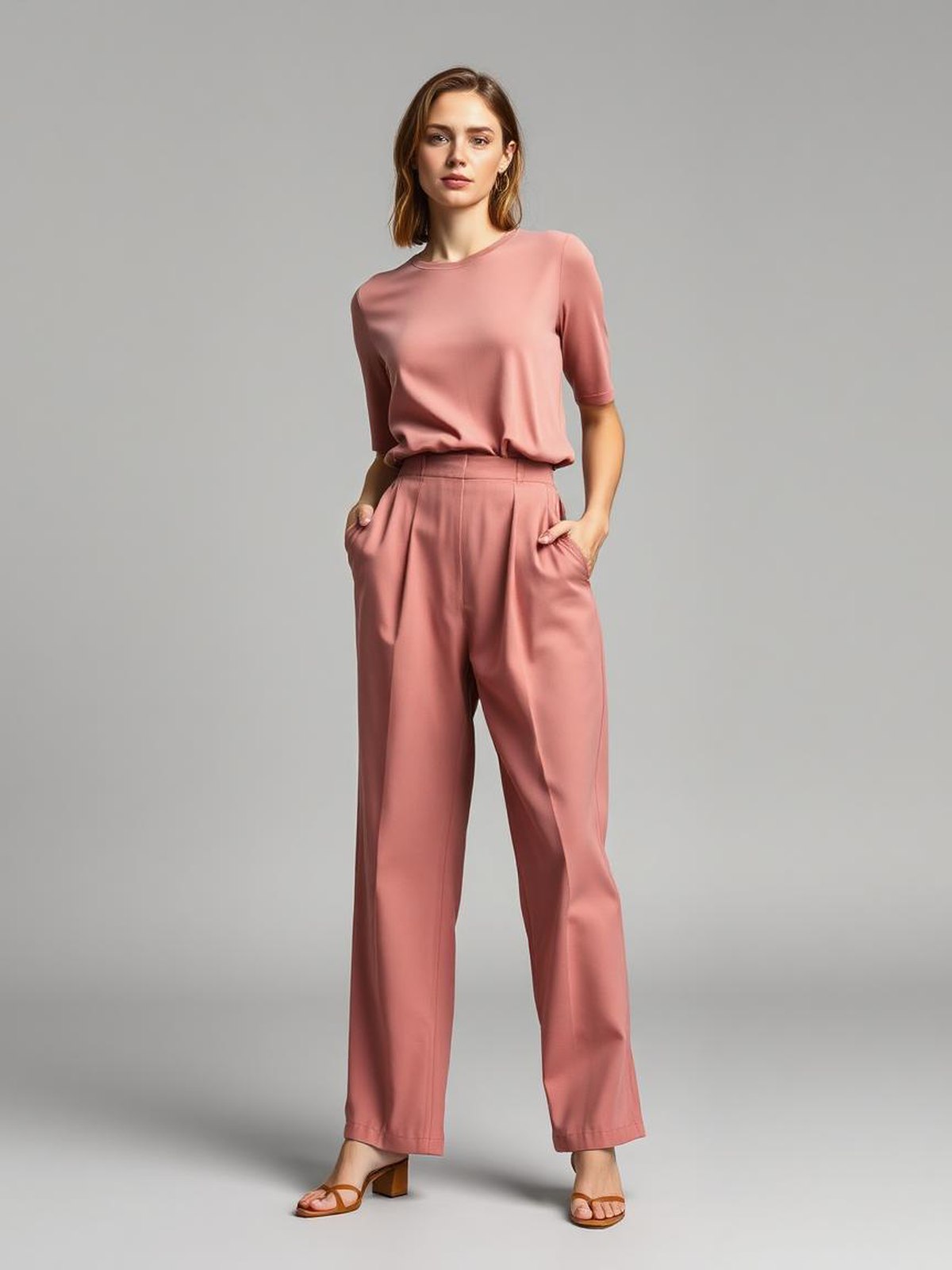 Dusty Pink Paperbag Waist Trousers