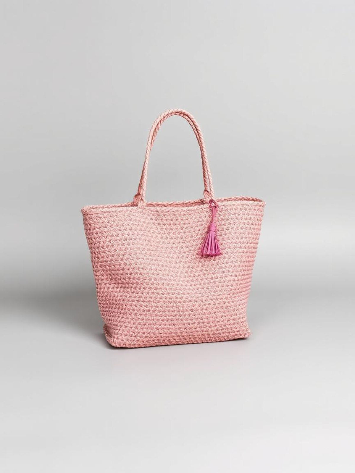Dusty Pink Woven Tote Bag