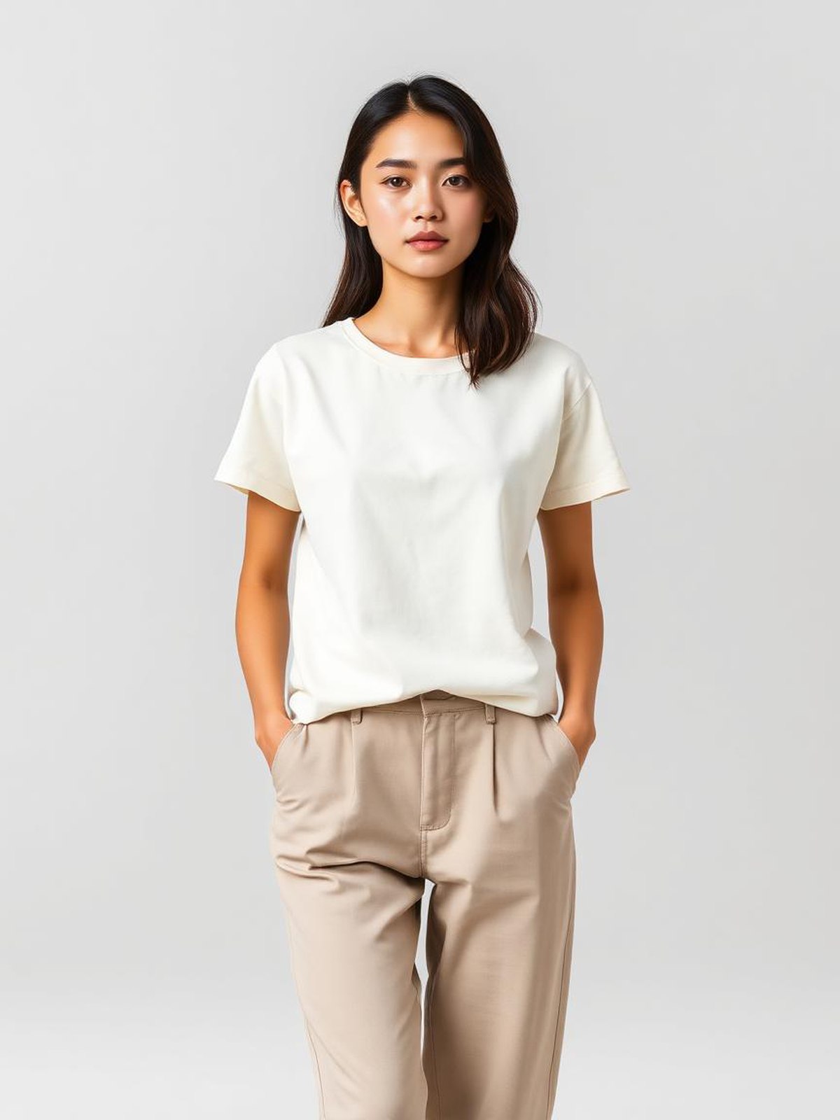 Ecru Basic Crew T-Shirt — Ecru