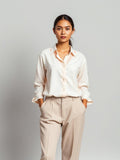 Ecru Contrast Trim Shirt — Ecru