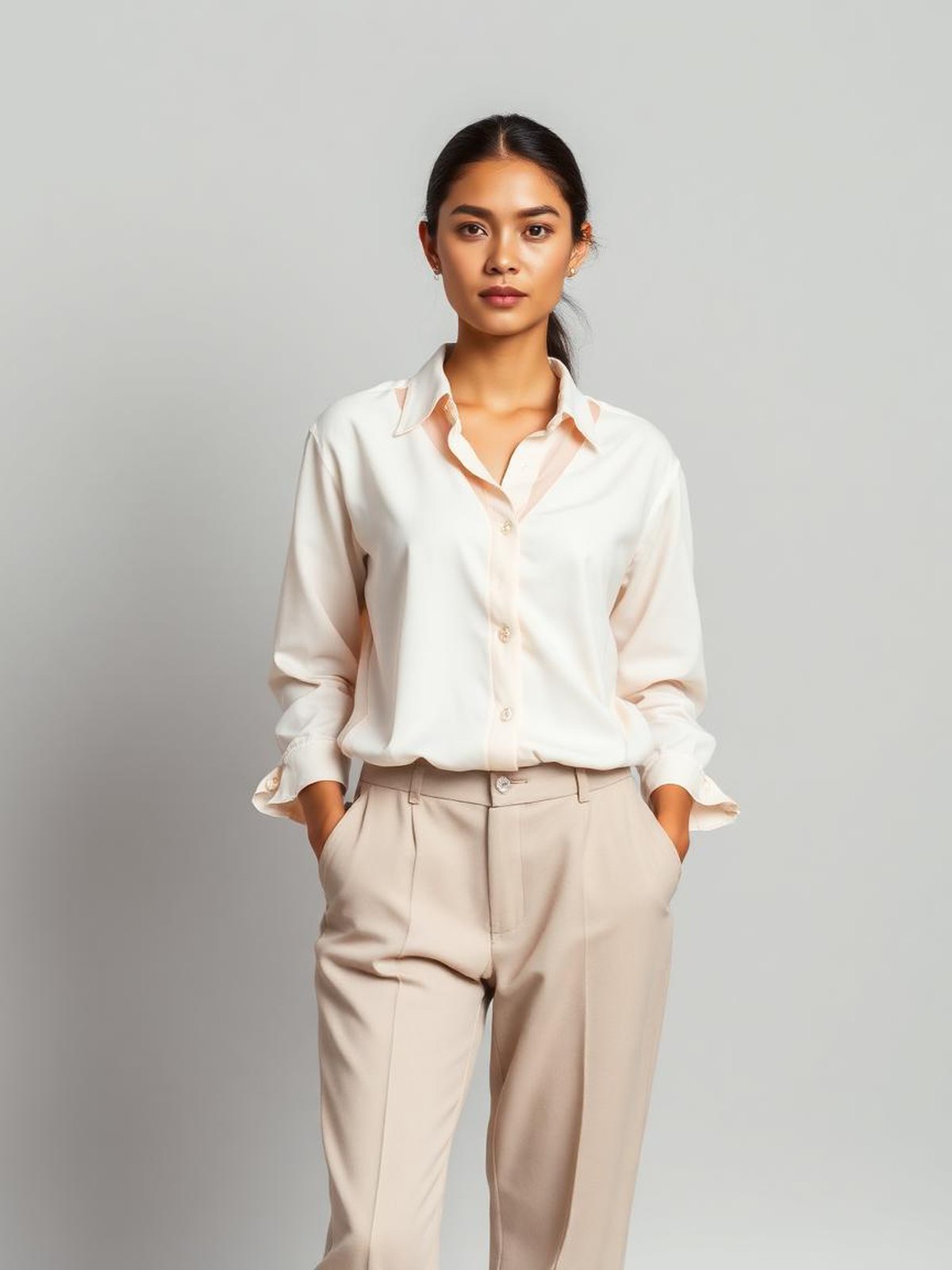Ecru Contrast Trim Shirt — Ecru