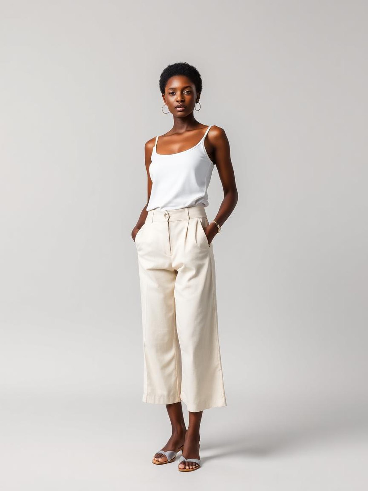 Ecru Culotte Trousers — Ecru