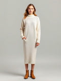 Ecru Knitted Sweater Dress — Ecru