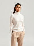 Ecru Ribbed Turtleneck — Ecru