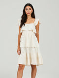 Ecru Tiered Ruffle Dress — Ecru