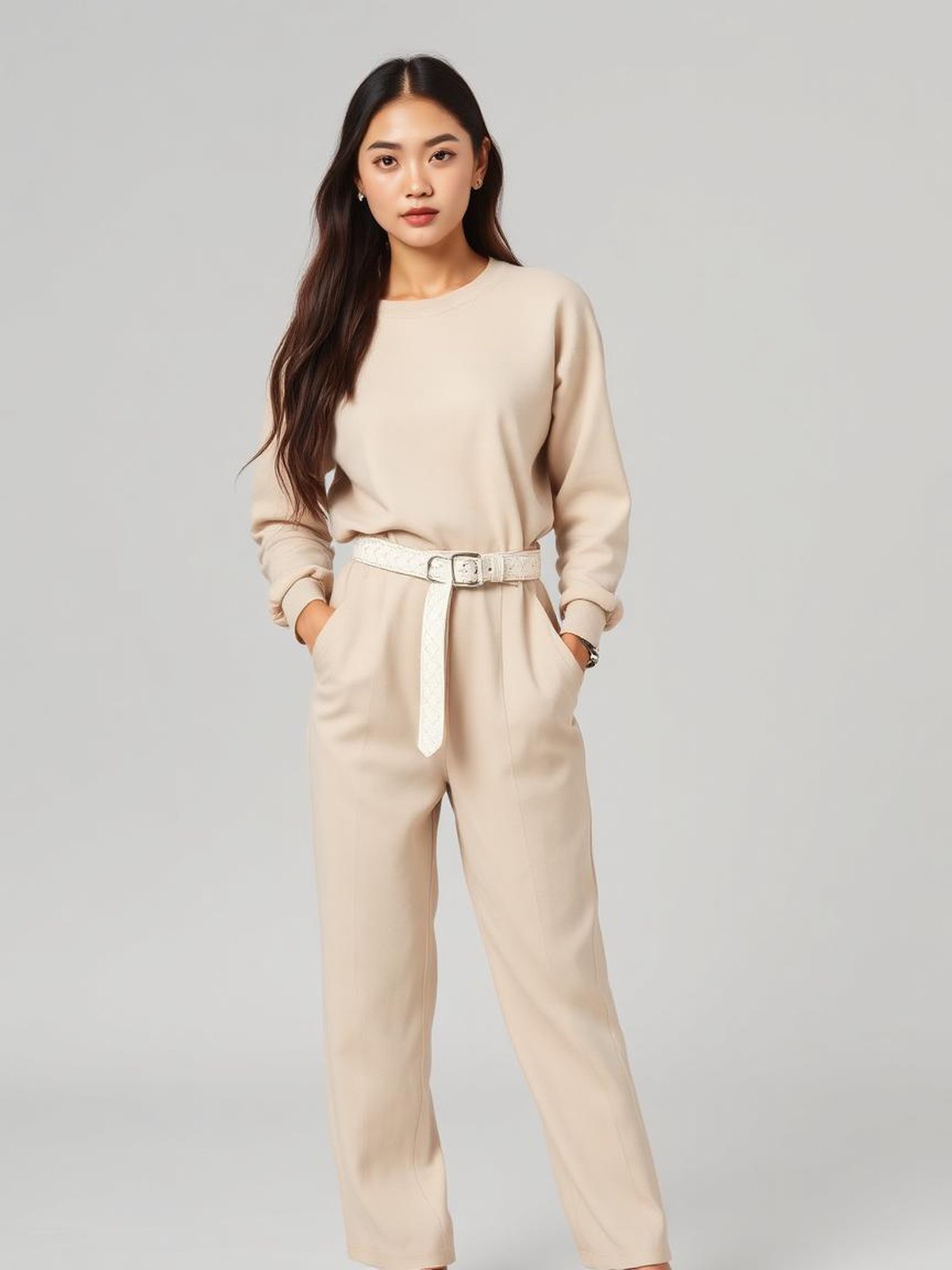 Ecru Woven Leather Belt — Ecru