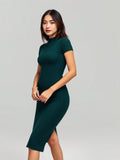 Forest Ribbed Bodycon Dress