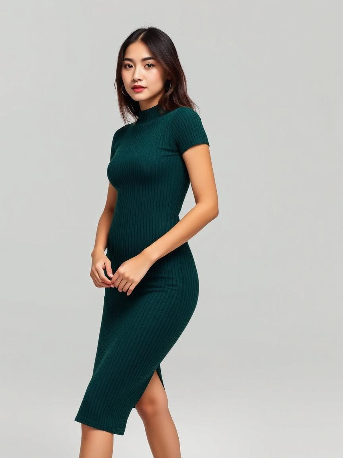 Forest Ribbed Bodycon Dress