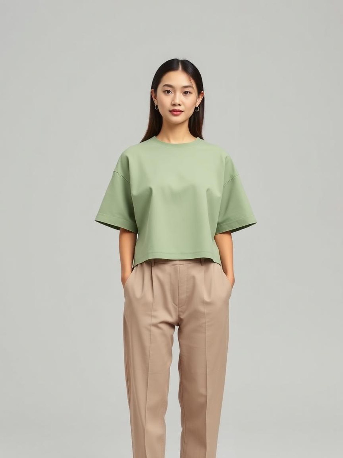 Green Boxy Cropped Shirt — Green