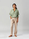 Green Linen Resort Shirt — Green