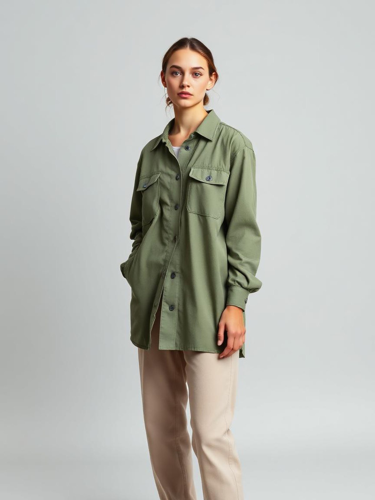 Green Utility Overshirt — Green