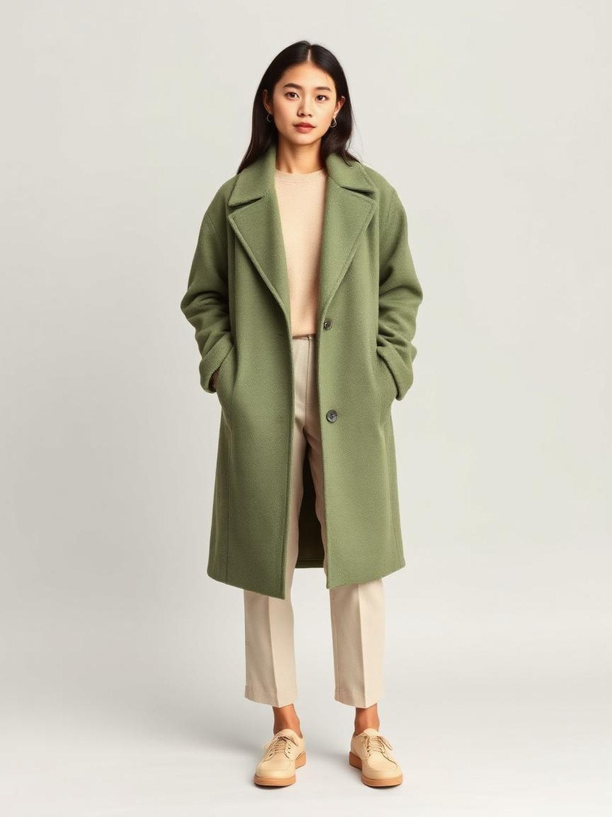 Green Wool Blend Overcoat — Green