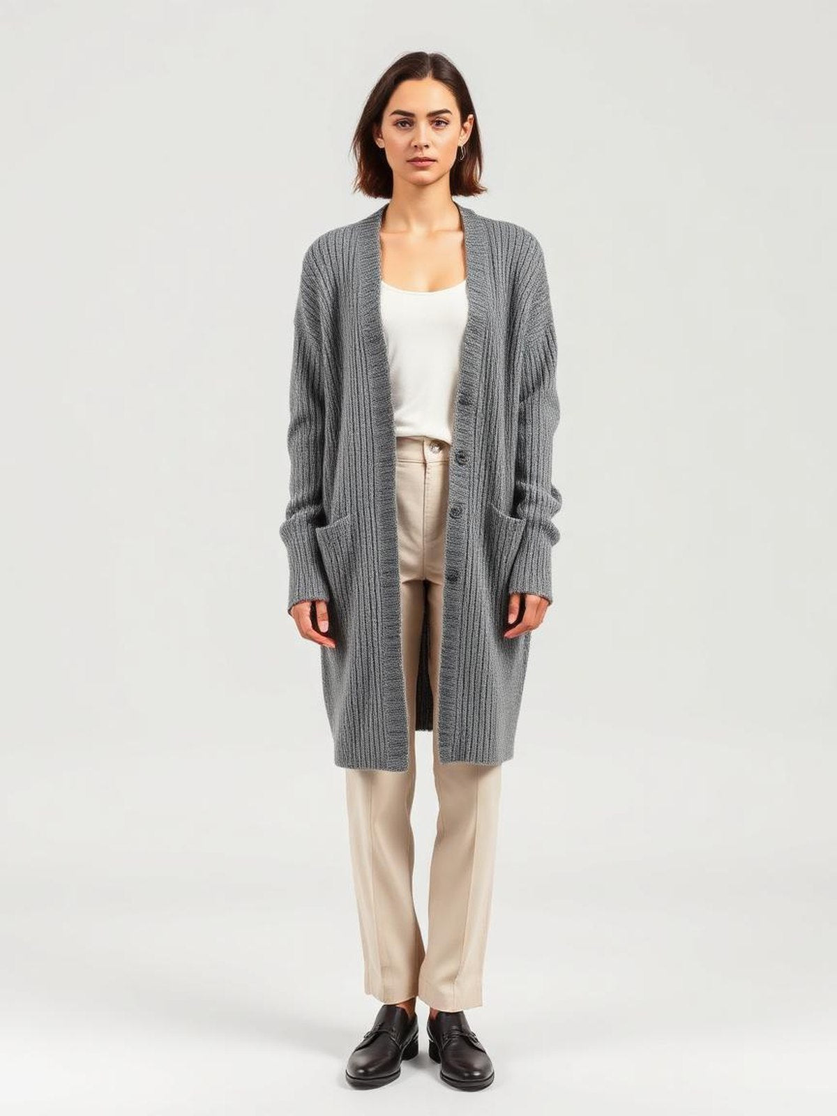 Grey Longline Knit Coatigan — Grey