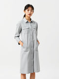 Grey Melange Denim Button-Front Dress