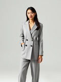 Grey Melange Double Breasted Blazer