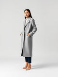 Grey Melange Longline Wool Coat