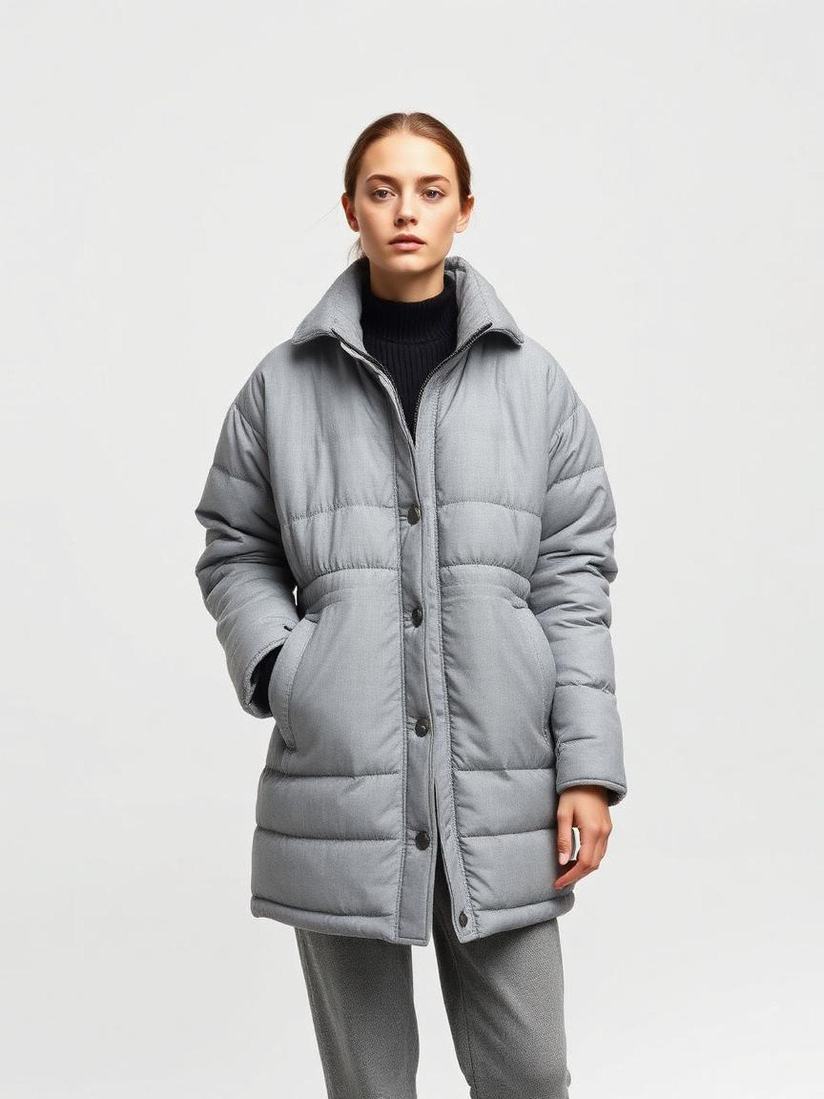 Grey Melange Quilted Liner Jacket