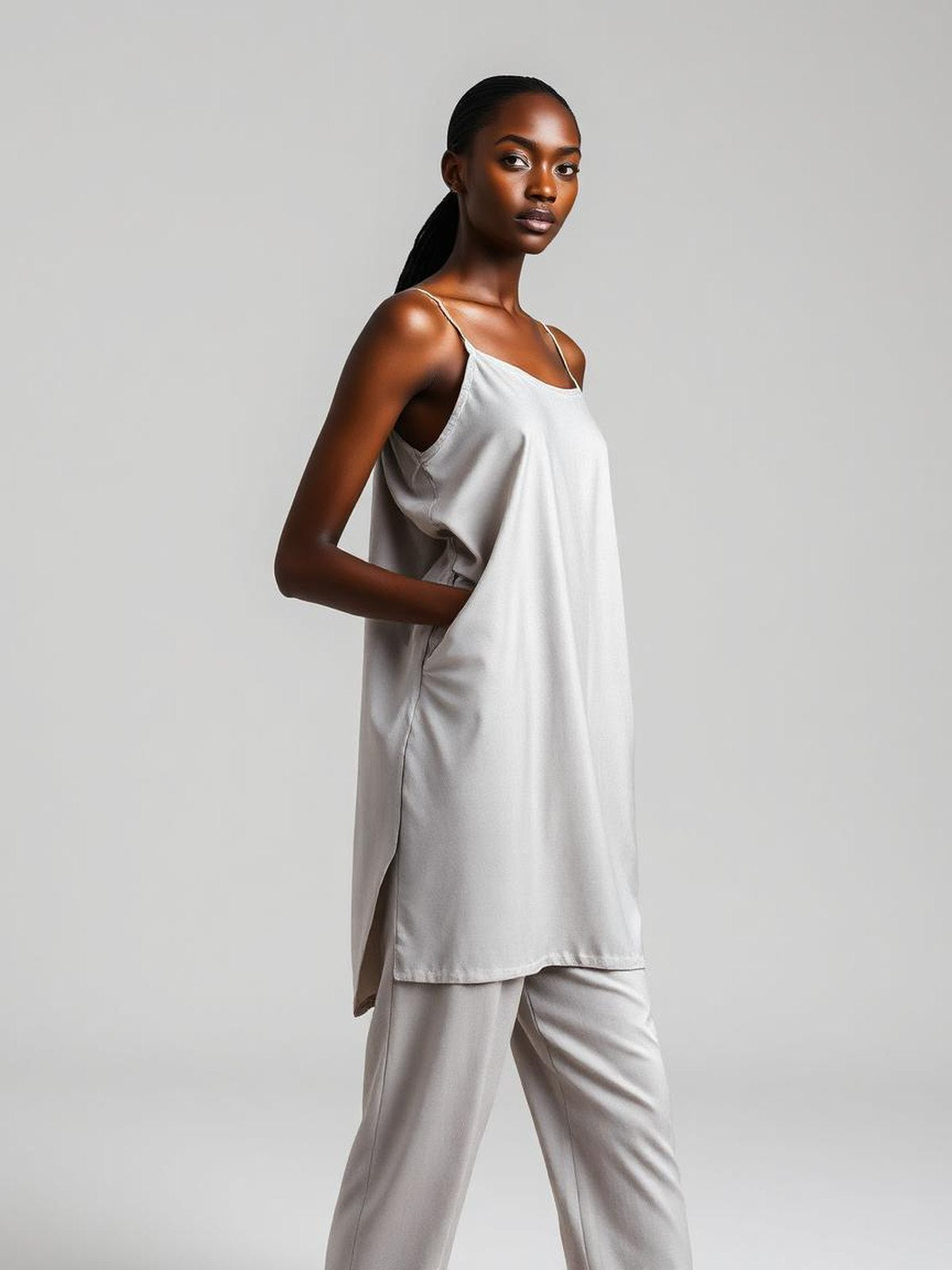 Grey Melange Satin Camisole