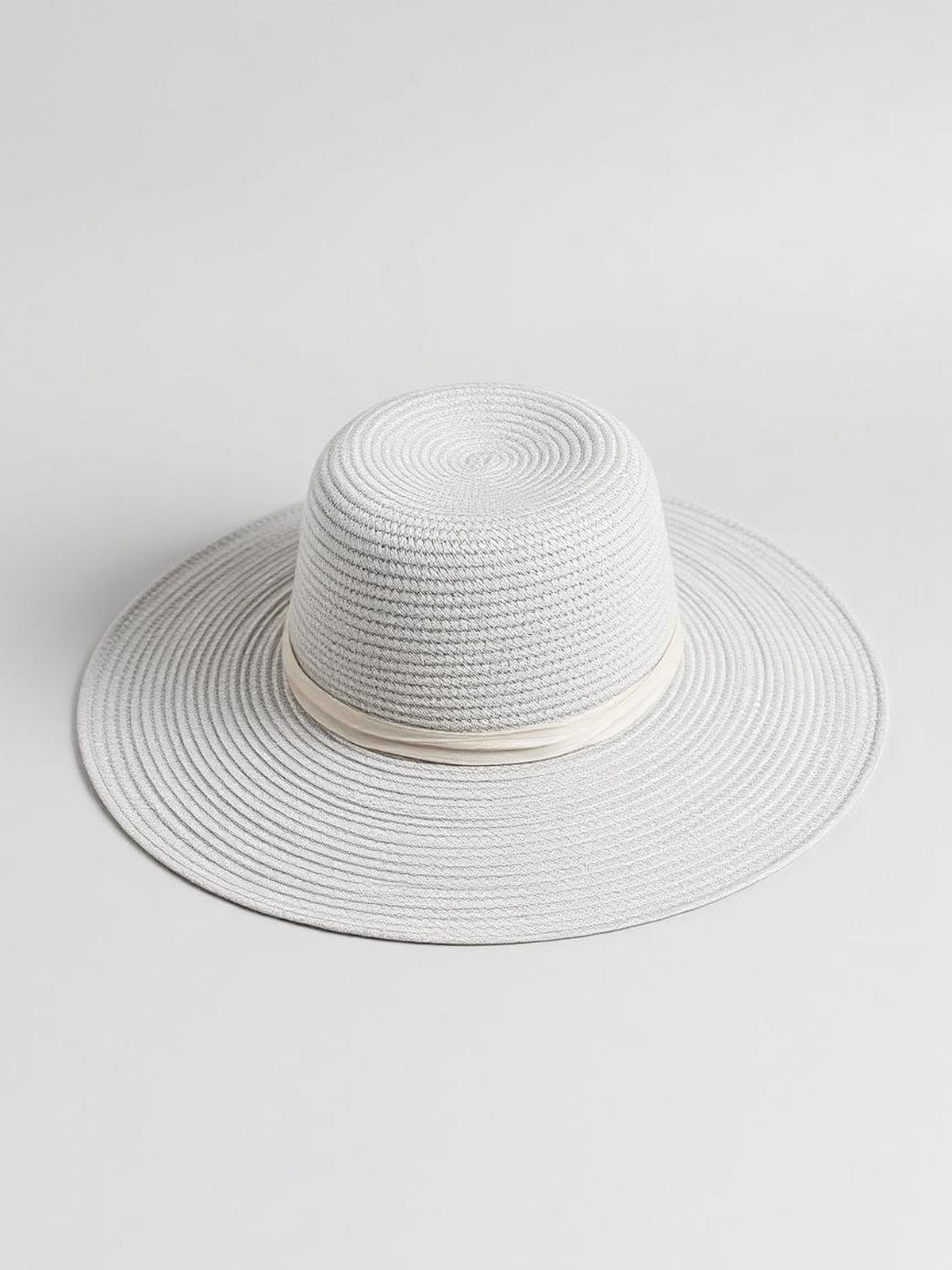 Grey Melange Wide Brim Straw Hat