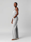 Grey Melange Wide Leg Jeans