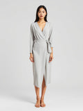 Grey Melange Wrap Midi Dress